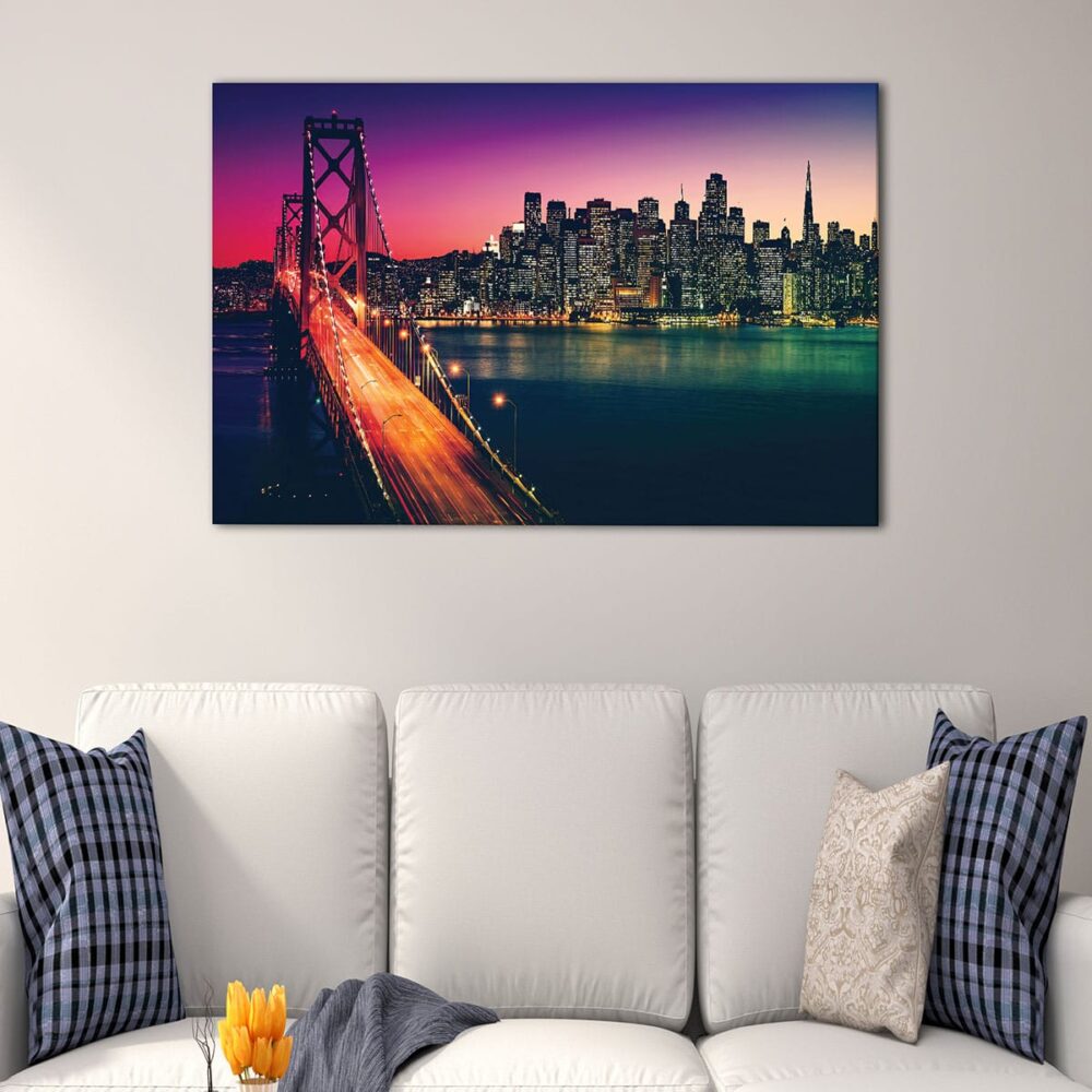 3 panels San Francisco Bay Bridge at Night canvas art