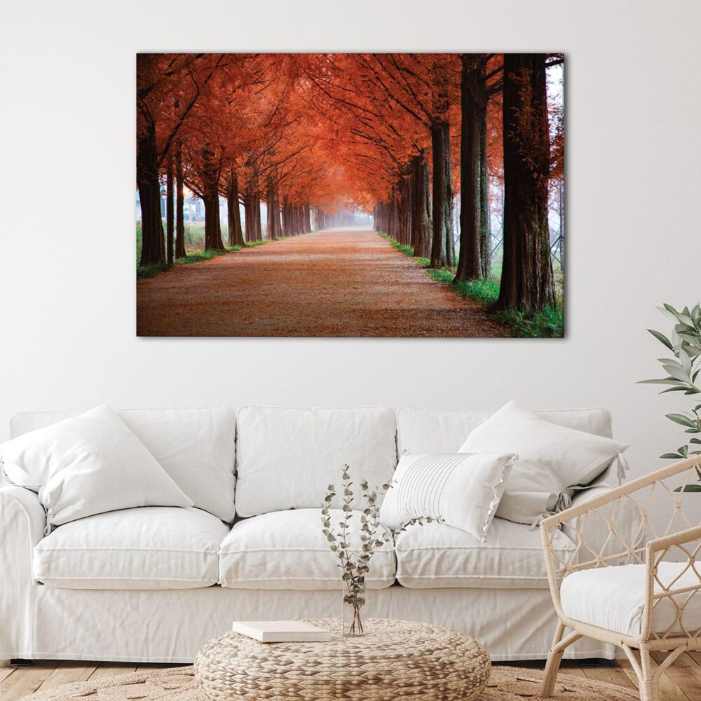 5 panels autumn forest road canvas art