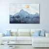 1 panels blue boho mountain canvas art