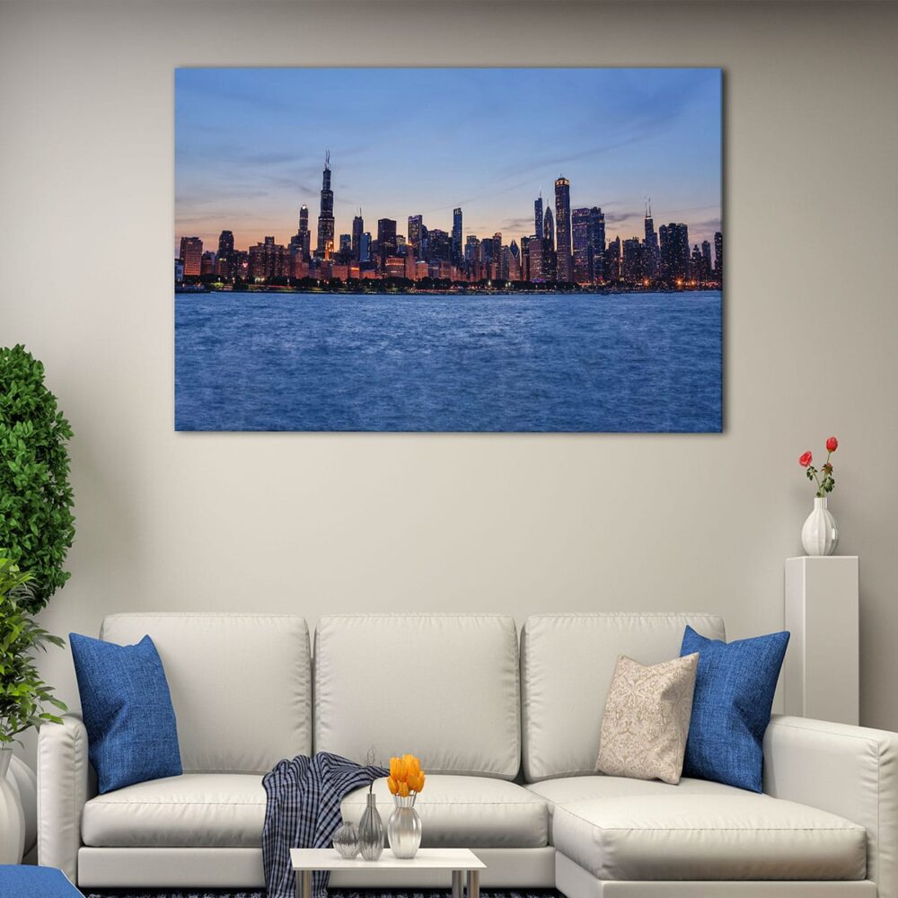 1 panels chicago skyline seaside canvas art