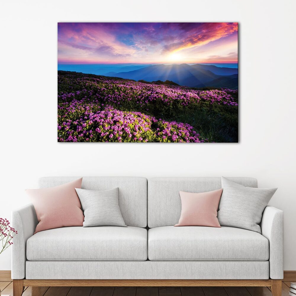 1 panels pink flowers field canvas art
