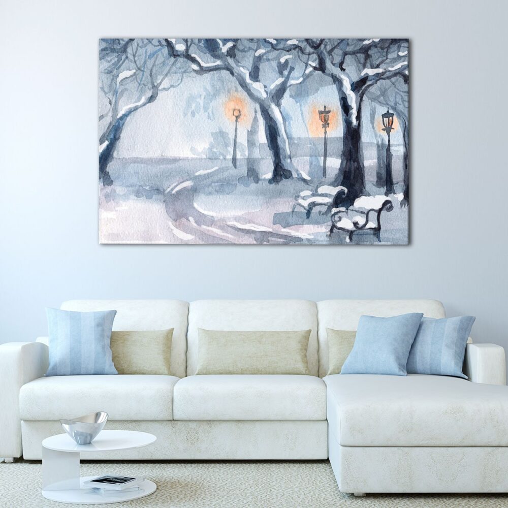 3 panels snow park painting canvas art