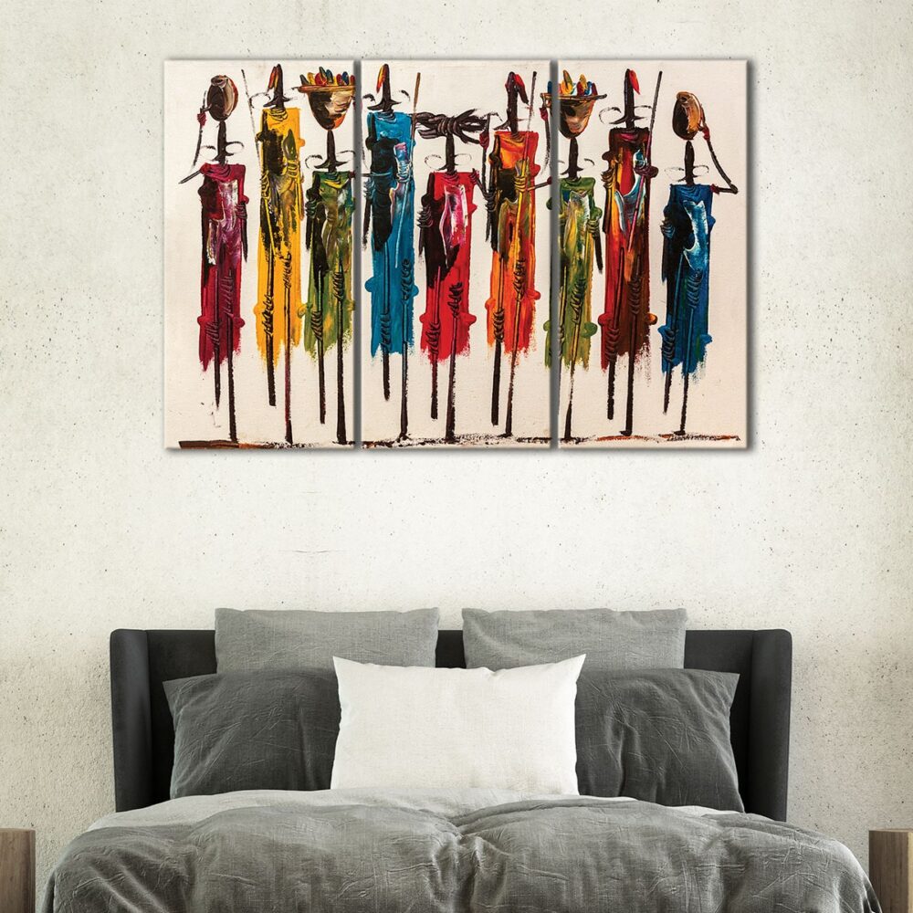 3 panels Masai Mara african art canvas art