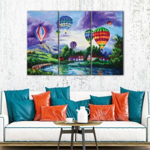3 panels air balloons painting canvas art