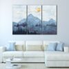 3 panels blue boho mountain canvas art