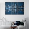 3 panels chicago skyline at night canvas art
