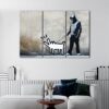 3 panels men with dog canvas art