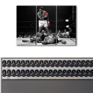 3 panels muhammad ali knockout canvas art