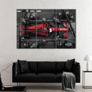 3 panels red Formula 1 pit stop canvas art