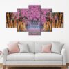 5 panels Cherry Blossoms road canvas art