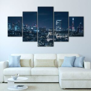 5 panels london skyline at night canvas art