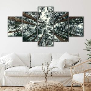 5 panels tree branches canvas art