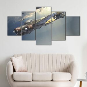 5 panels vintage airplane canvas art