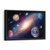 Amazing Planets & stars framed canvas black frame