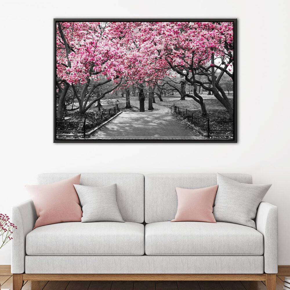 Central Park in Bloom floating frame canvas