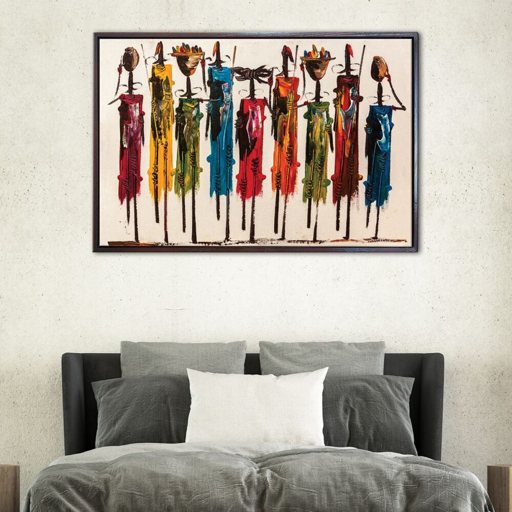 Masai Mara african art floating frame canvas