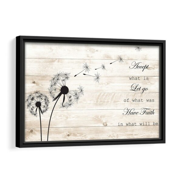 accept what is quote framed canvas black frame