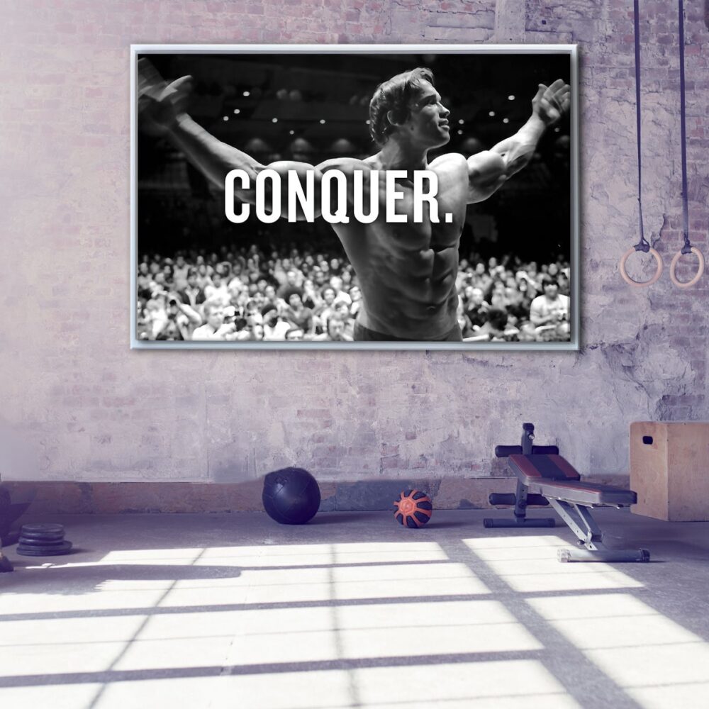 arnold schwarzenegger conquer floating frame canvas