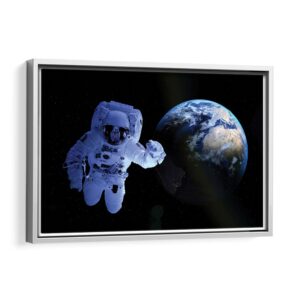 astraunot in space framed canvas white frame
