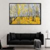 autumn birch trees floating frame canvas