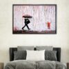banksy coloured rain floating frame canvas