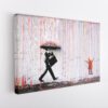 banksy coloured rain stretched canvas