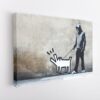 banksy men with dog stretched canvas