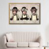 banksy three wise monkeys floating frame canvas