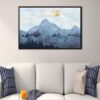 blue boho mountain floating frame canvas