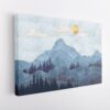 blue boho mountain stretched canvas