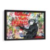 graffiti monkey framed canvas black frame