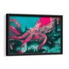 graffiti octopus framed canvas black frame