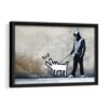 men with dog framed canvas black frame