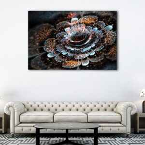 tableau fractale sombre 5 pièces