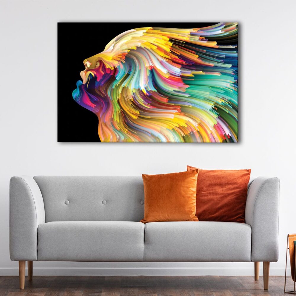 1 panels rainbow face canvas art