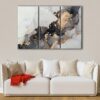 3 panels black and grey marble canvas art