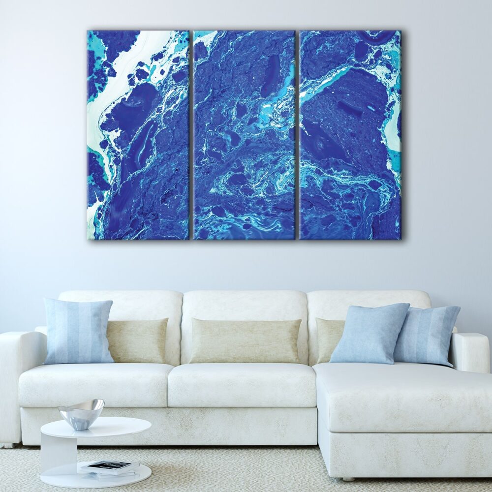 3 panels blue ocean canvas art