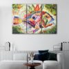 tableau tryptique poisson coloré