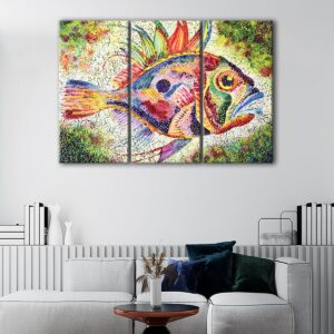 3 panels colorful fish canvas art