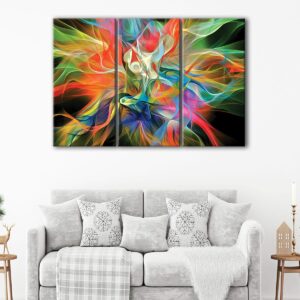 3 panels colorful lines canvas art