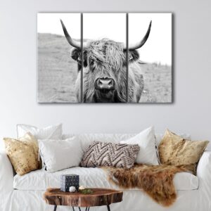 3 panels highland cow canvas art