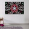 3 panels red fractal canvas art