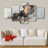 5 panels black and grey marble canvas art