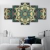 5 panels mandala fractal canvas art