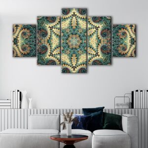 5 panels mandala fractal canvas art