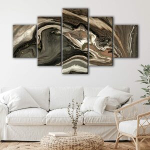 5 panels marble abstract canvas art