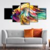 5 panels rainbow face canvas art
