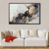 black and grey marble floating frame canvas