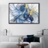 blue and yellow lines floating frame canvas