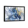 blue and yellow lines framed canvas black frame